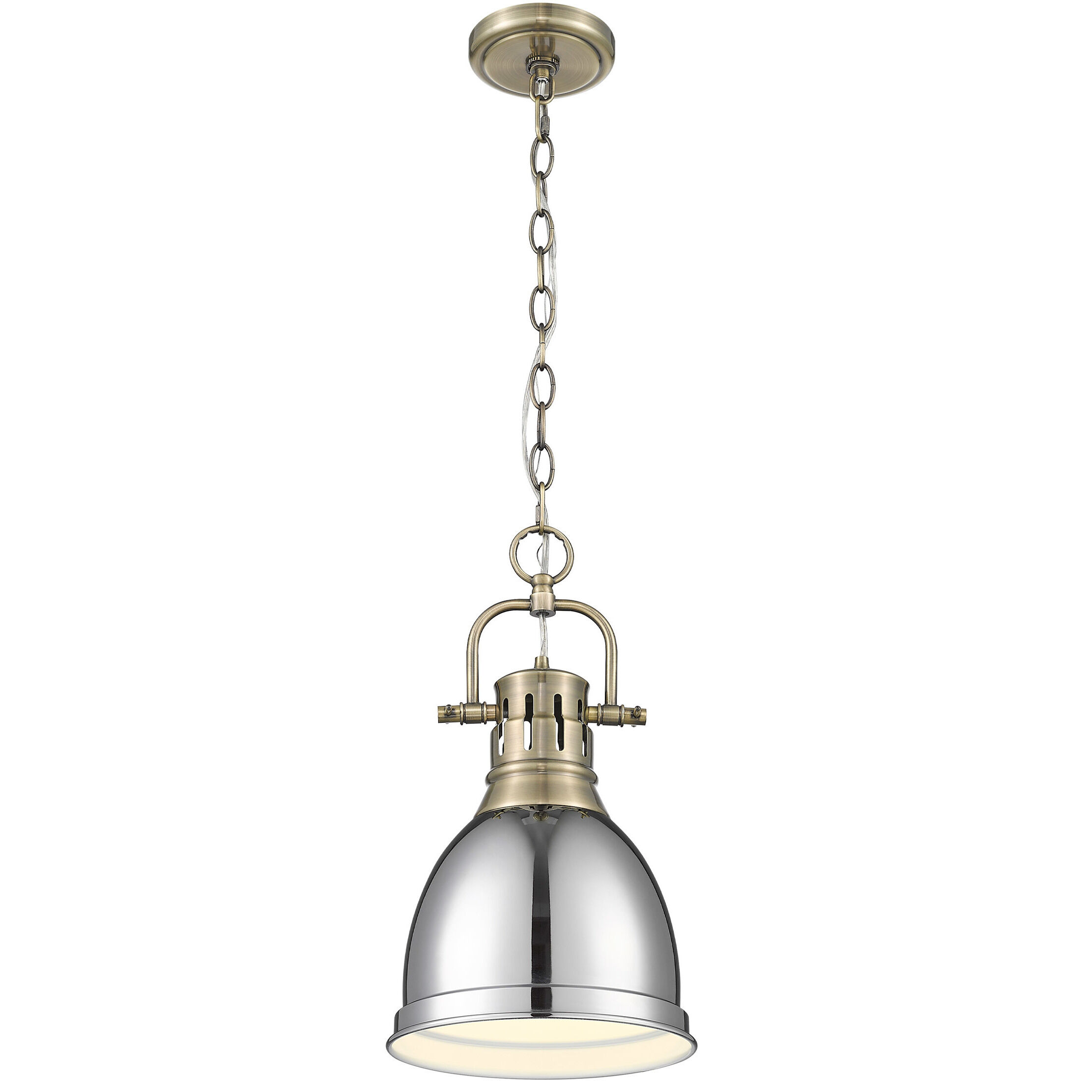 Yep Duncan 1 Light 8.88 inch Aged Brass Pendant Ceiling Light in Chrome, Small