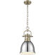 Yep Duncan 1 Light 8.88 inch Aged Brass Pendant Ceiling Light in Chrome, Small