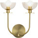 Alora Mood Sylvia 2 Light 12 inch Brushed Gold Wall/Vanity Light Wall Light