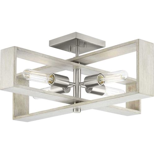 Boundary 4 Light 24 inch Brushed Nickel Semi-Flush Mount Ceiling Light, Design Series