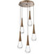 Rain Drop LED 19.3 inch Flat Bronze Chandelier Ceiling Light in 2700K LED, Multi-Port