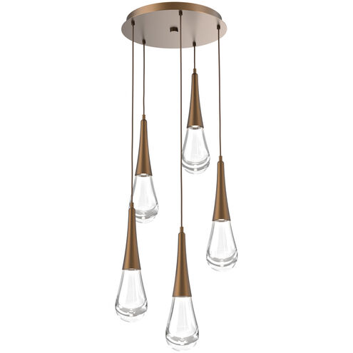 Rain Drop LED 19.3 inch Flat Bronze Chandelier Ceiling Light in 3000K LED, Multi-Port