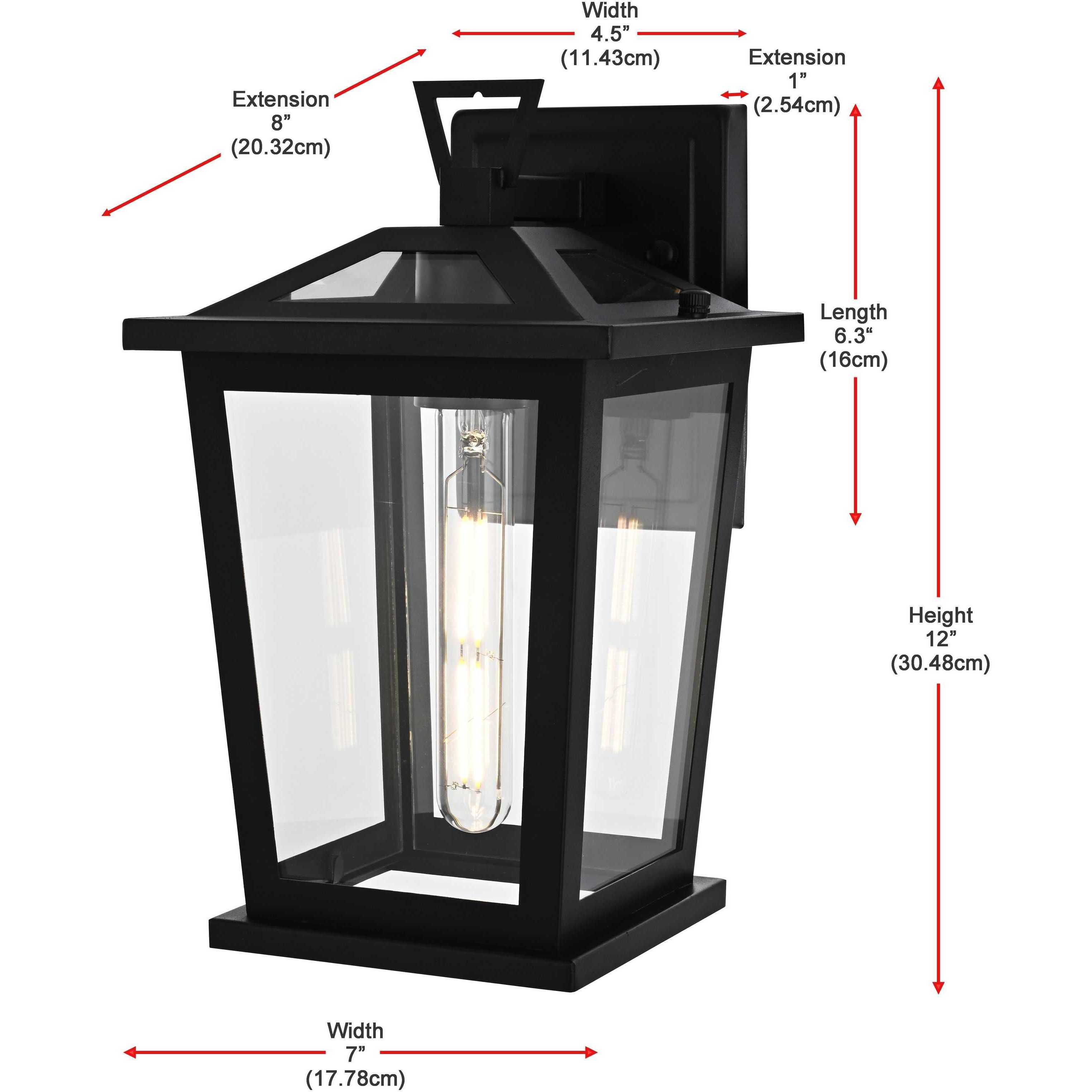 Cayman 1 Light 12 inch Black Outdoor Wall Sconce