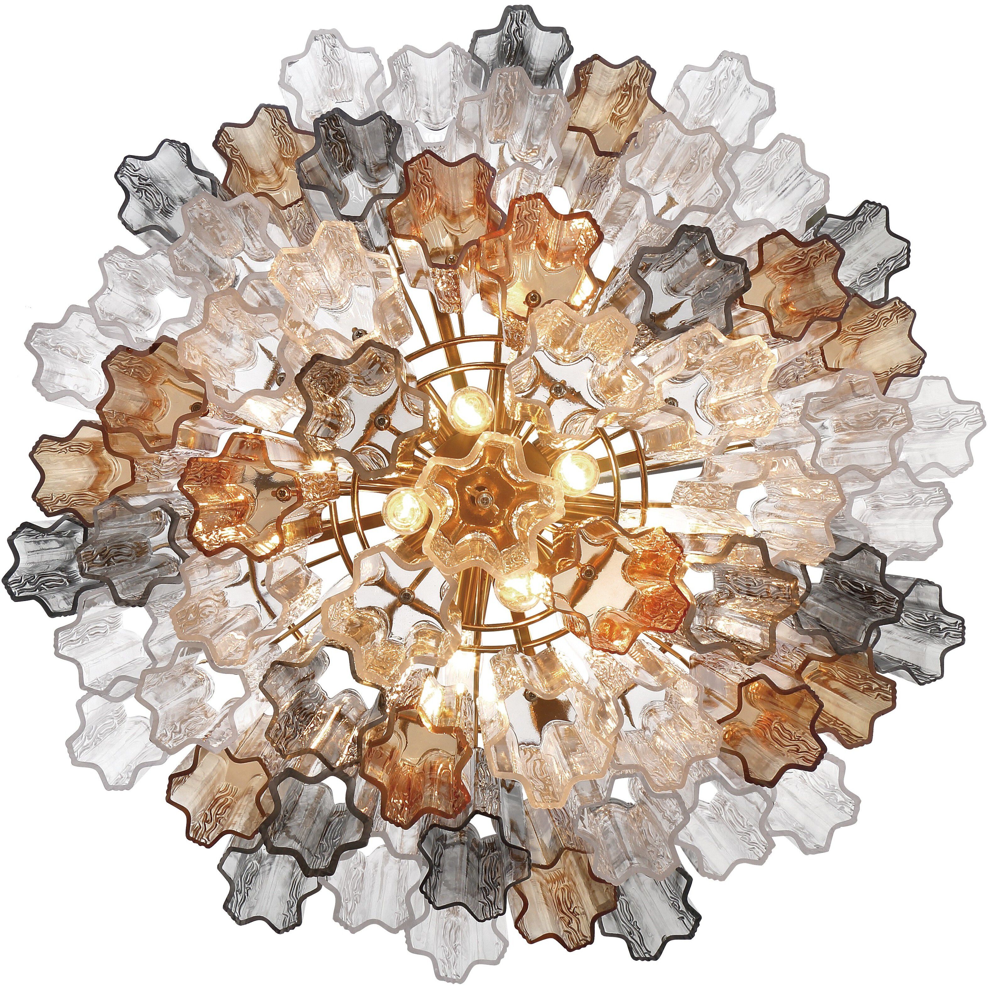 Addis 12 Light 26.75 inch Aged Brass Chandelier Ceiling Light in Tronchi Glass Autumn