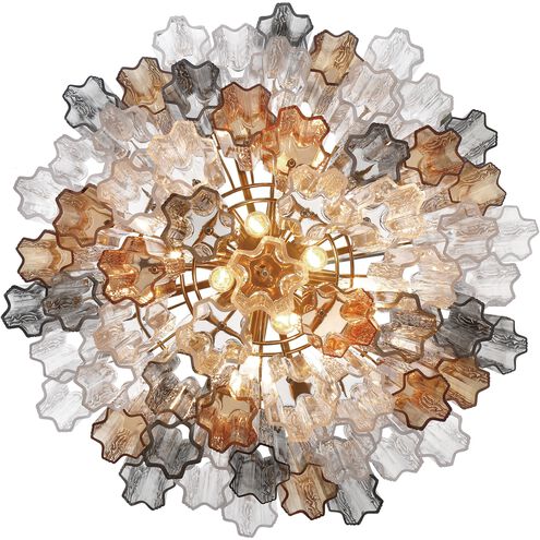 Addis 12 Light 26.75 inch Aged Brass Chandelier Ceiling Light in Tronchi Glass Autumn