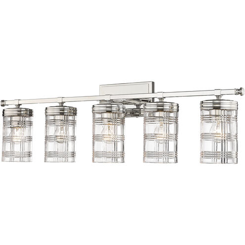 Archer 5 Light 38 inch Polished Nickel Bath Vanity Wall Light