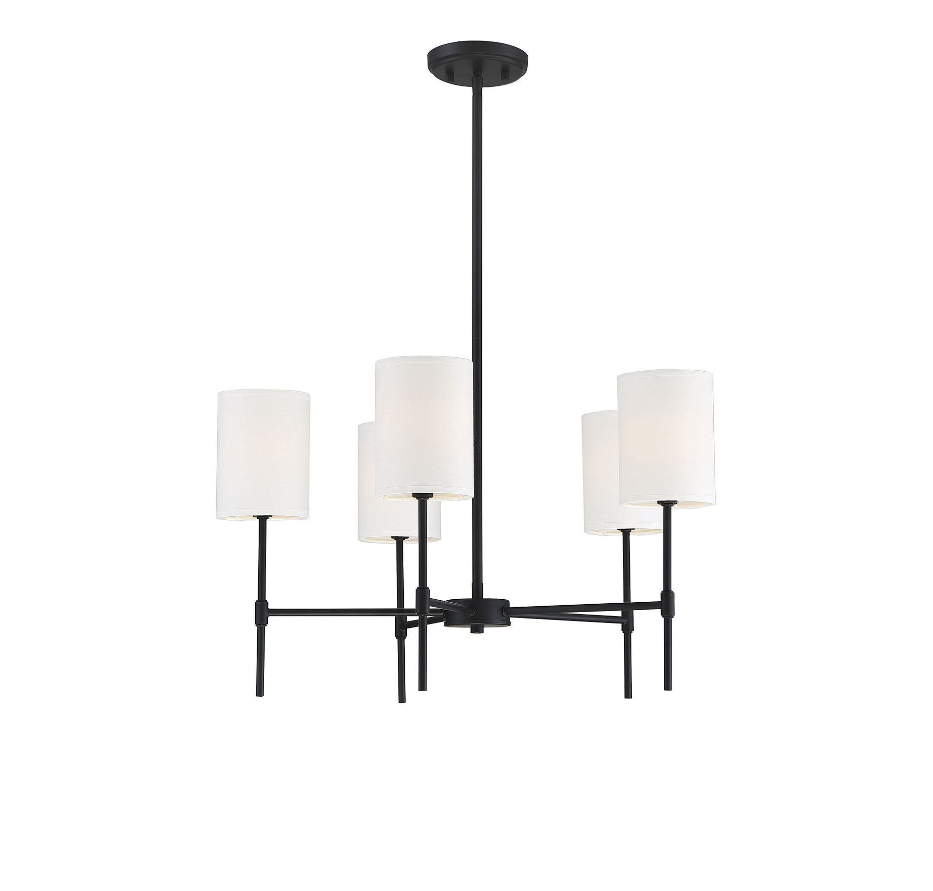 Traditional 5 Light 25 inch Matte Black Chandelier Ceiling Light