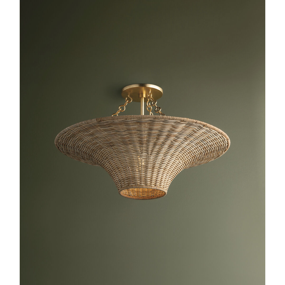 Ketan 1 Light 24.5 inch Vintage Gold Leaf Semi Flush Ceiling Light