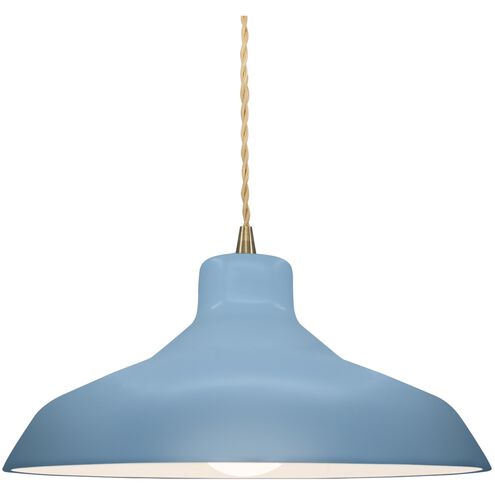 Radiance LED 13.5 inch Sky Blue and Antique Brass Pendant Ceiling Light