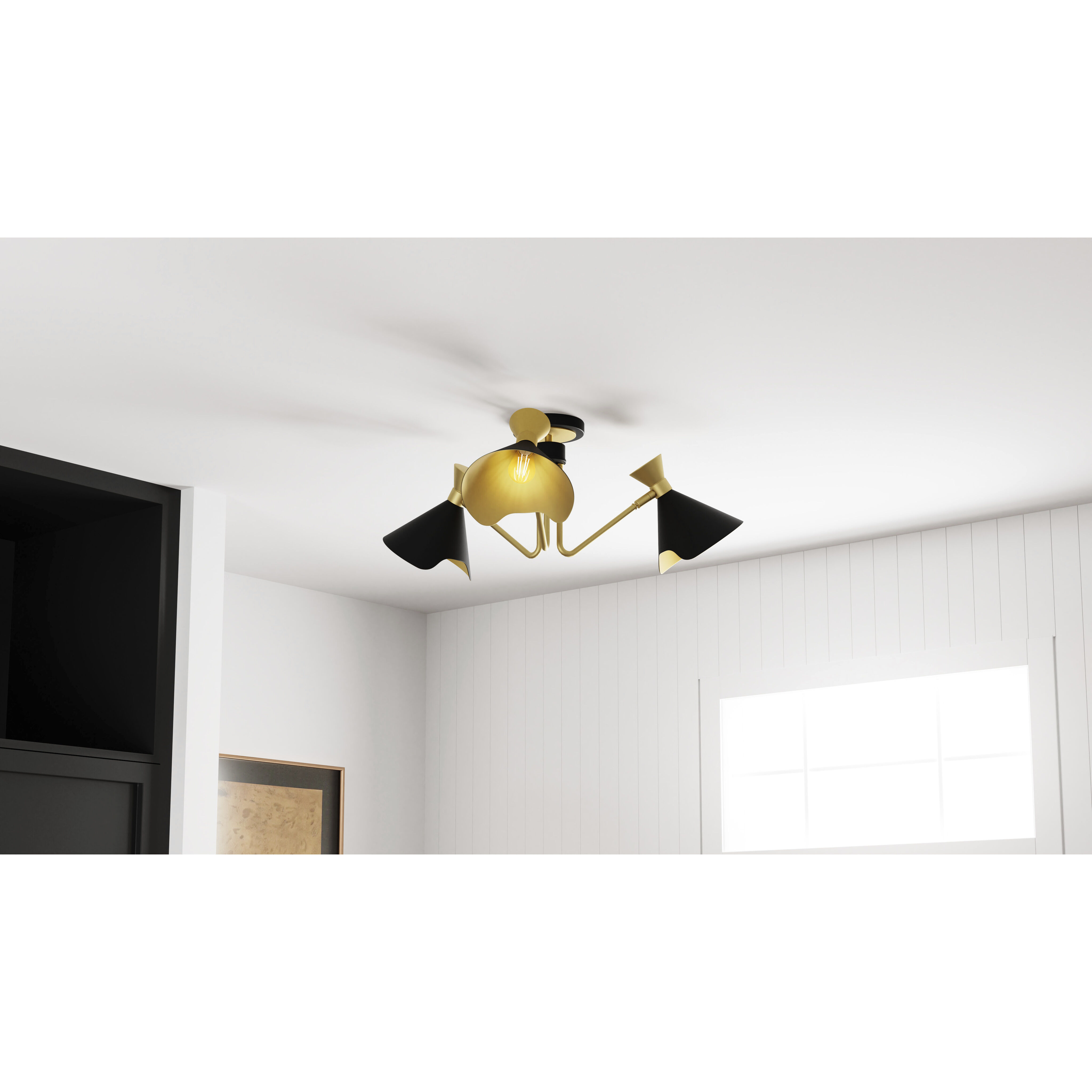 Arden 3 Light 26 inch Matte Black Semi-Flush Mount Ceiling Light, Large