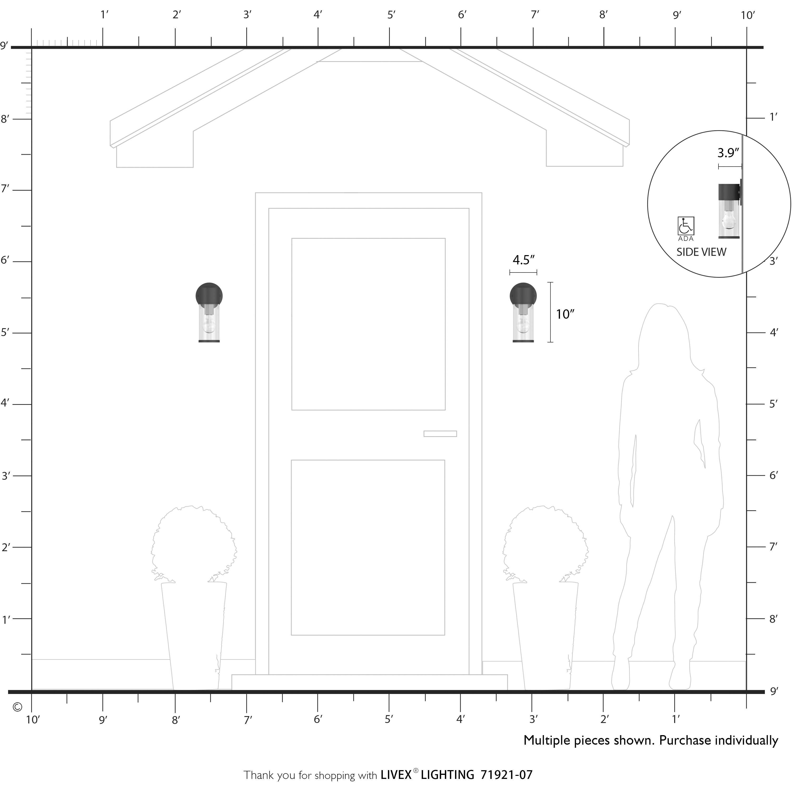 Atlantic 1 Light 4.5 inch Bronze with Antique Gold Finish Accents ADA Outdoor Small ADA Wall Lantern Wall Light