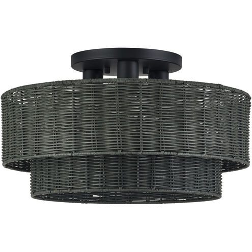 Weavington 3 Light 18 inch Black Semi Flush Mount Ceiling Light, Large
