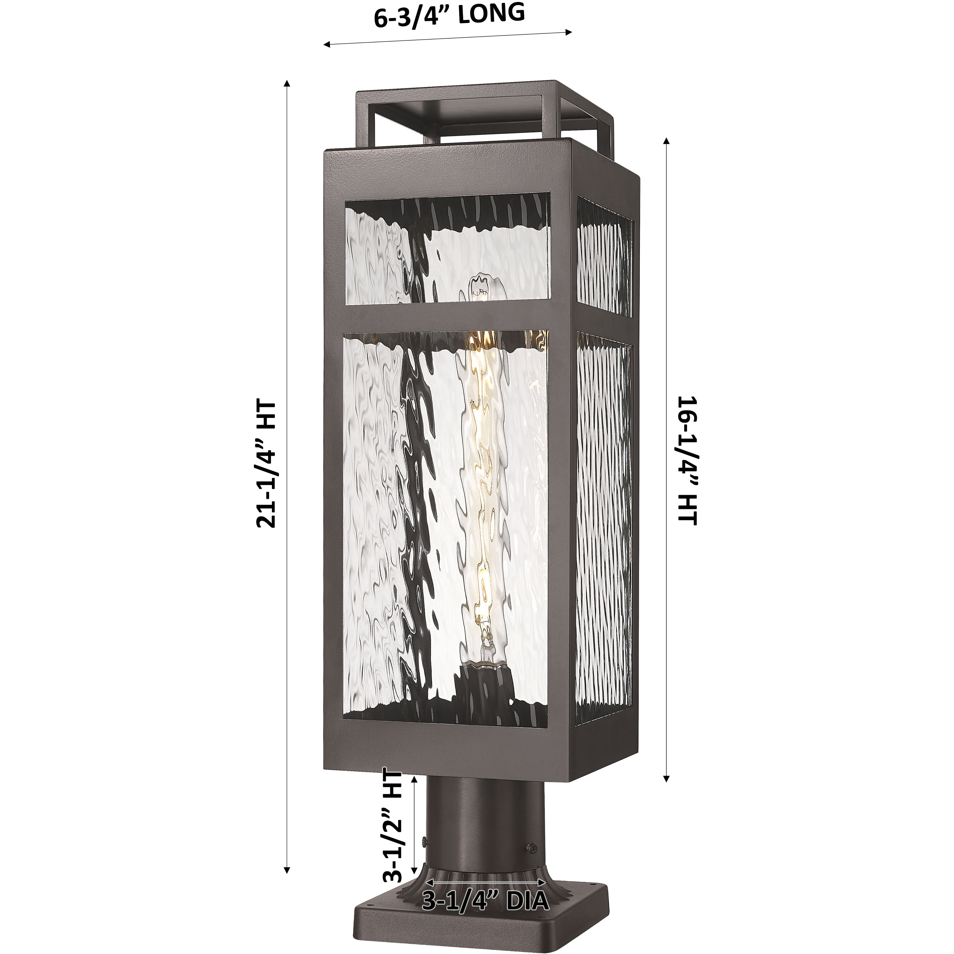 Ridgeway 1 Light 21.38 inch Bronze Outdoor Post Lantern in Waterglass