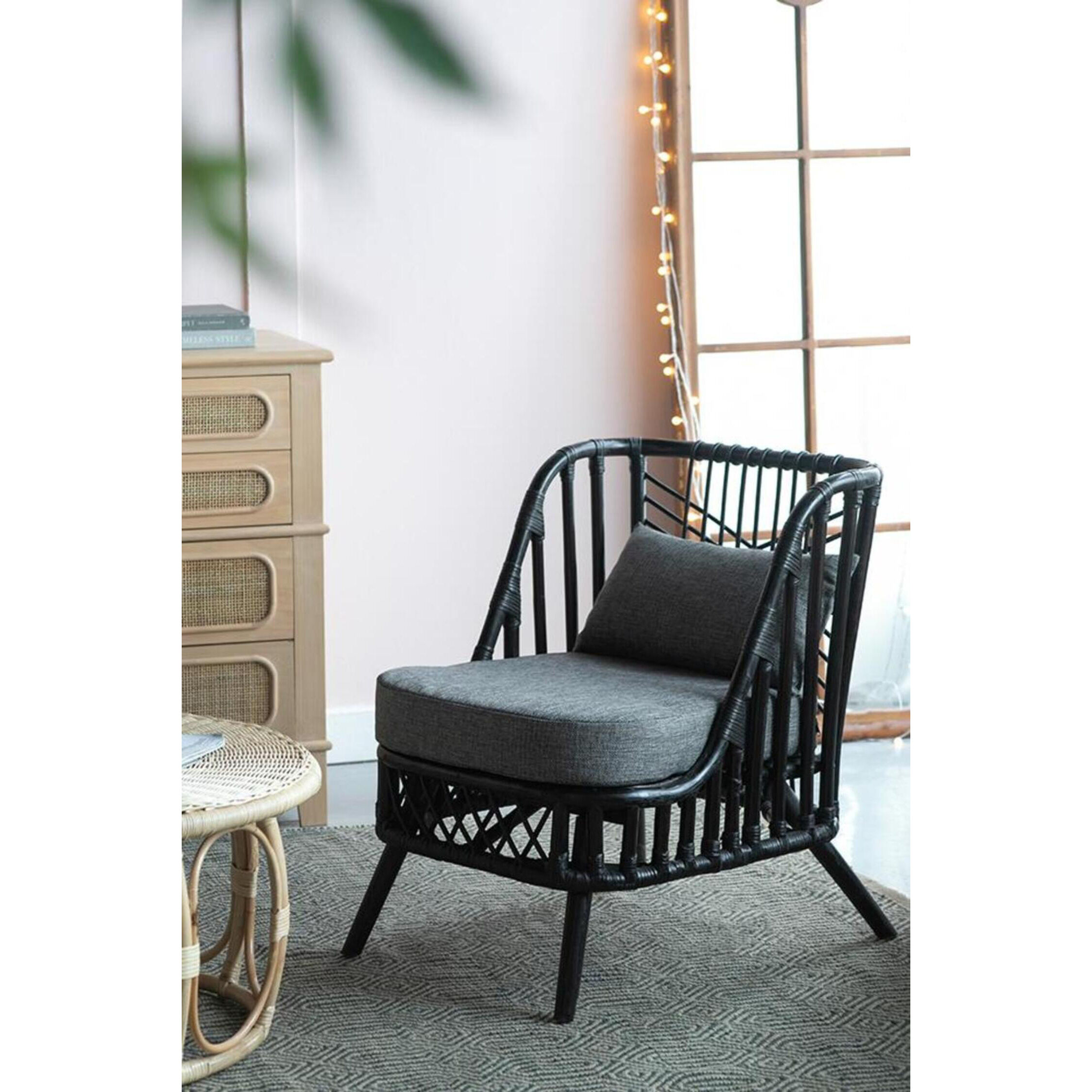 Pagar Natural and Grey Chair, With Cushion