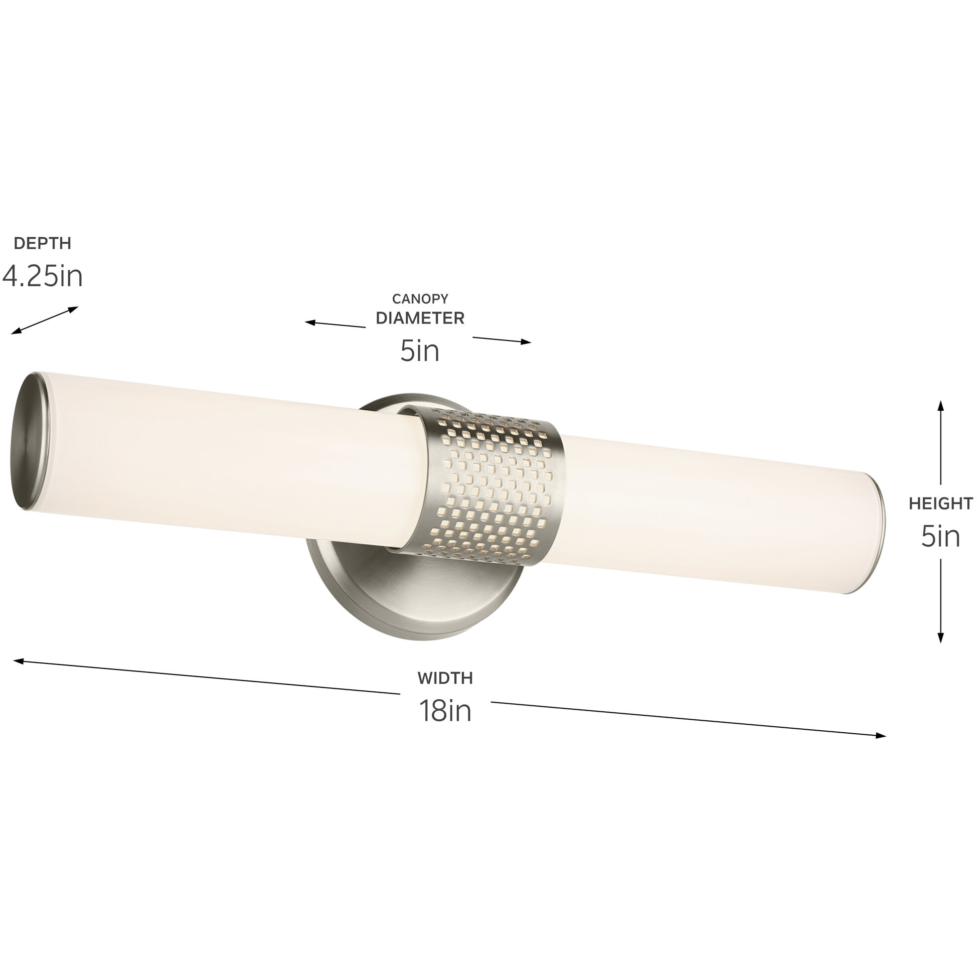 Sashi LED 18 inch Brushed Nickel Bath Bar Wall Light, Small