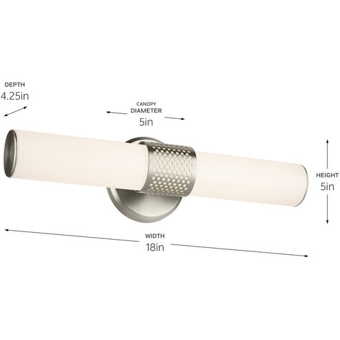 Sashi LED 18 inch Brushed Nickel Bath Bar Wall Light, Small