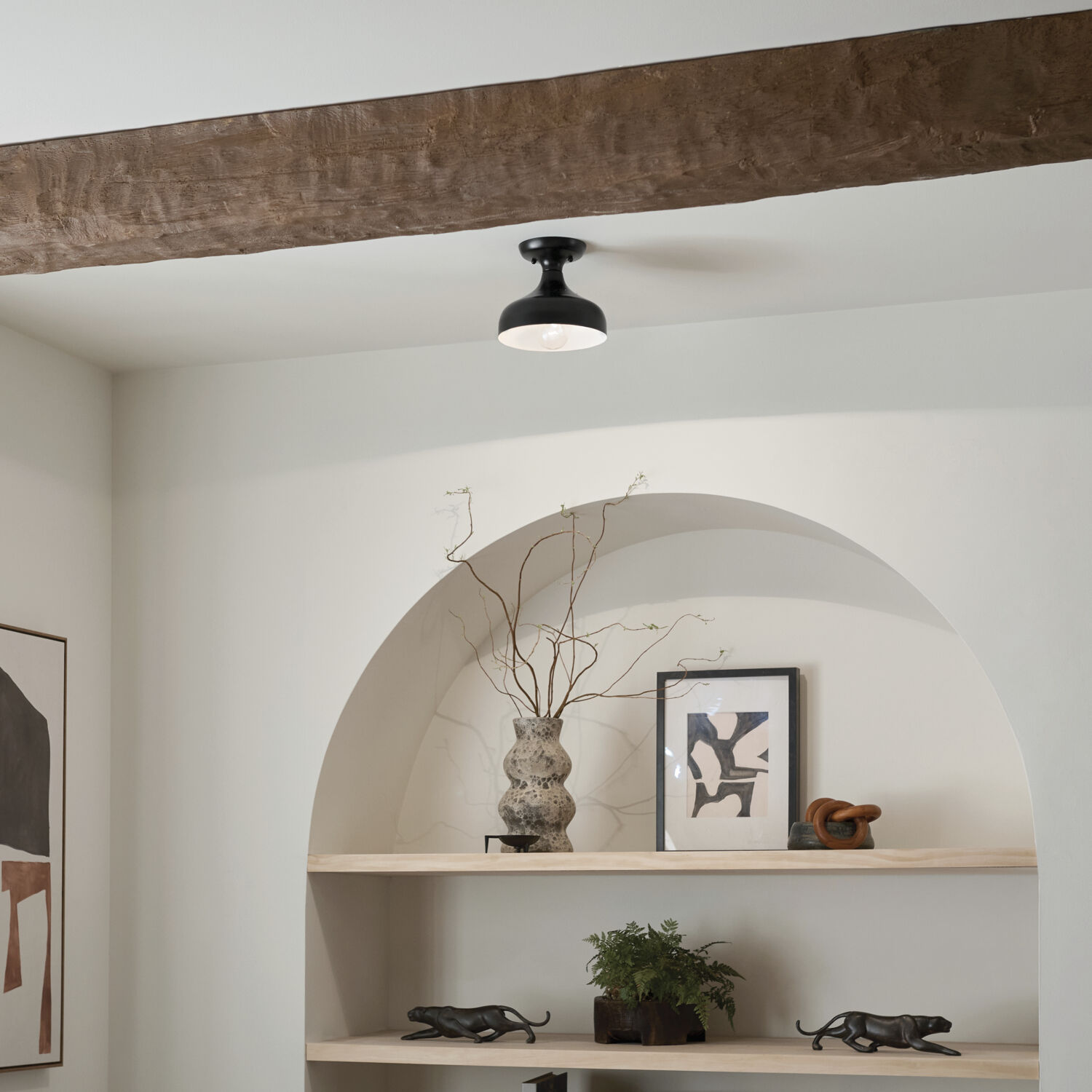 Sisu LED 8 inch Black Semi Flush Mount Ceiling Light