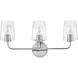 Kline 3 Light 23.75 inch Chrome Bath Wall Light in Clear