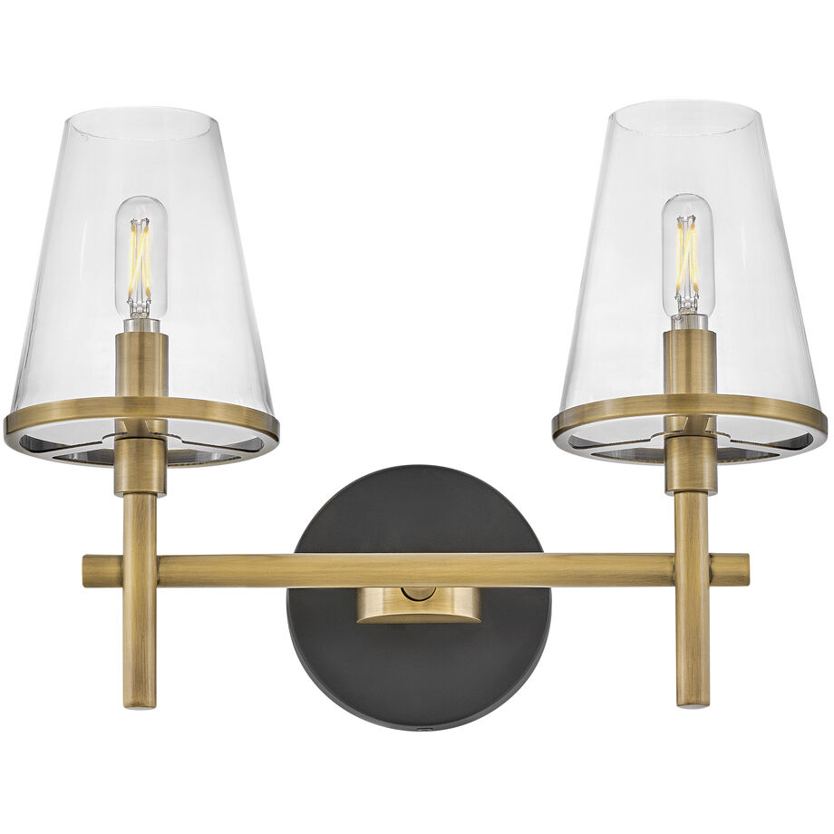 Marten 2 Light 15 inch Heritage Brass Bath Light Wall Light
