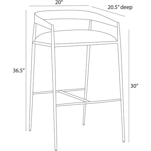 Ansel 36.5 inch Midnight Grey and Natural Iron Bar Stool