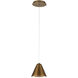 Kone LED 6 inch Aged Brass Mini Pendant Ceiling Light, dweLED