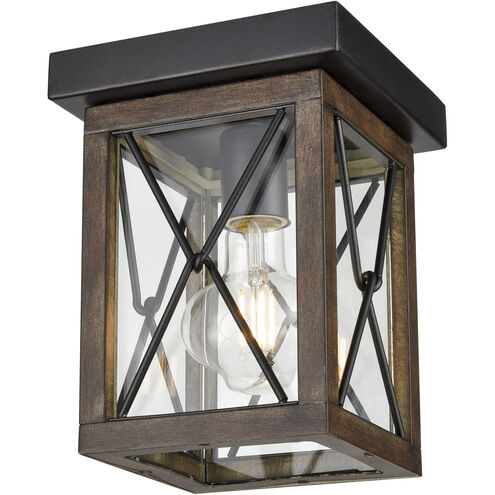 County Fair Outdoor 1 Light 7 inch Black and Birchwood Outdoor Flush Mount