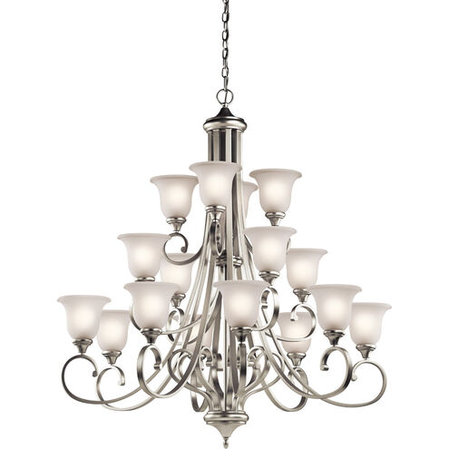 Monroe 16 Light 45 inch Brushed Nickel Chandelier Multi Tier Ceiling Light in Satin Etched Glass, Incandescent