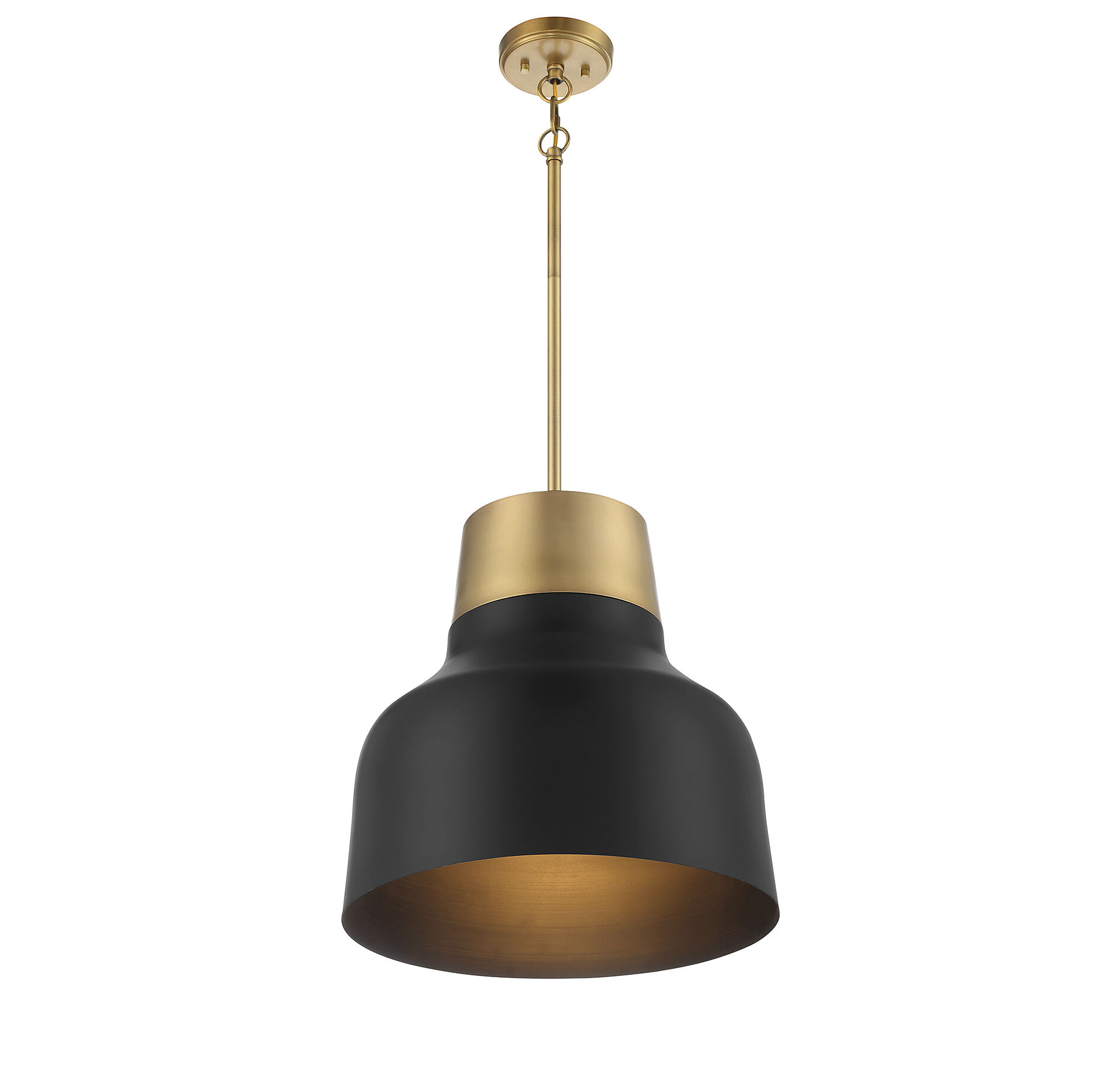 Vintage 1 Light 17 inch Matte Black with Natural Brass Pendant Ceiling Light