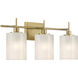 Modern 3 Light 22 inch Natural Brass Bathroom Vanity Light Wall Light
