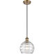 Ballston Deco Swirl LED 8 inch Brushed Brass Mini Pendant Ceiling Light in Black Textured, Ballston