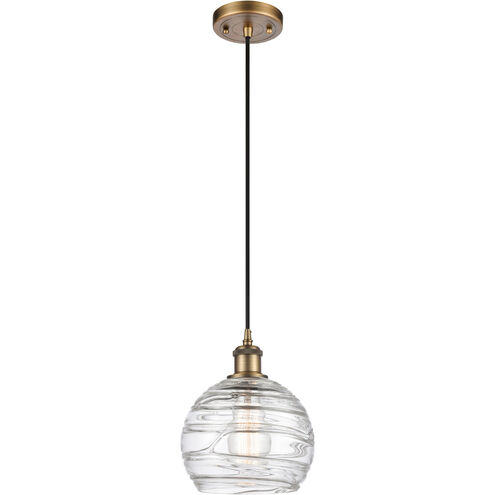 Ballston Deco Swirl LED 8 inch Brushed Brass Mini Pendant Ceiling Light in Black Textured, Ballston