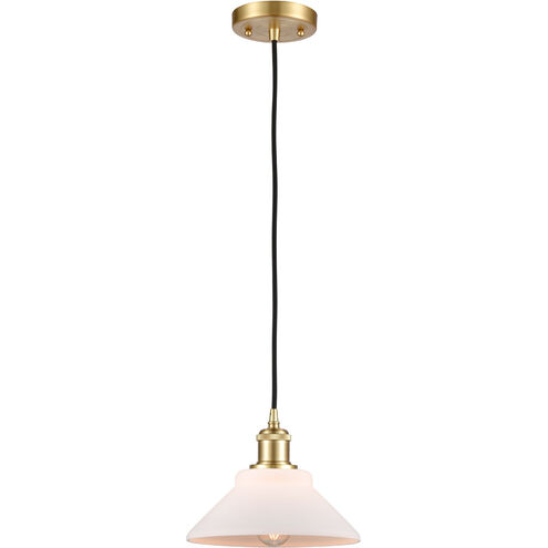 Ballston Orwell 1 Light 8 inch Satin Gold Mini Pendant Ceiling Light in Matte White Glass, Ballston