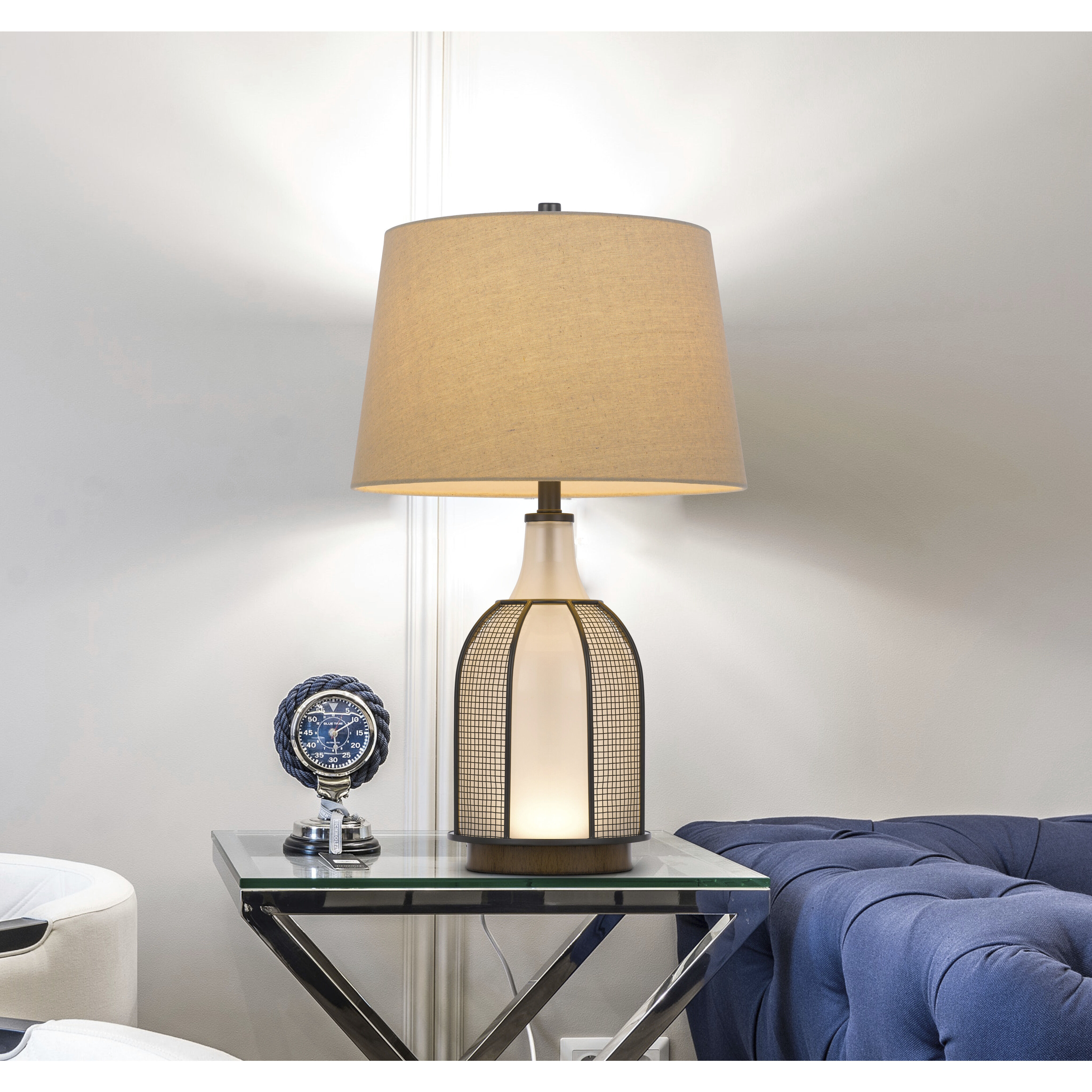 Morgan 28 inch 100.00 watt Frost and Black Table Lamp Portable Light