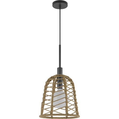 Parkton 1 Light 11 inch Burlap and Black Pendant Ceiling Light, Mini Light Design
