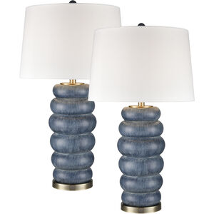 Barden 30 inch 150.00 watt Blue with Antique Brass Table Lamp Portable Light, Set of 2