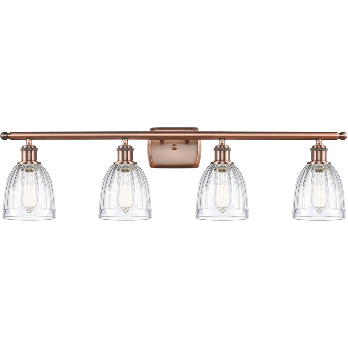 Ballston Brookfield 4 Light 36 inch Antique Copper Bath Vanity Light Wall Light in Clear Glass, Ballston