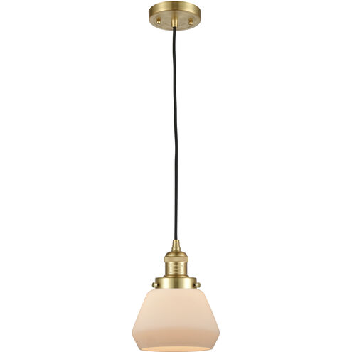 Franklin Restoration Fulton 1 Light 7 inch Satin Gold Mini Pendant Ceiling Light in Incandescent, Matte White, Franklin Restoration