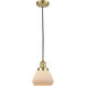 Franklin Restoration Fulton 1 Light 7 inch Satin Gold Mini Pendant Ceiling Light in Incandescent, Matte White, Franklin Restoration