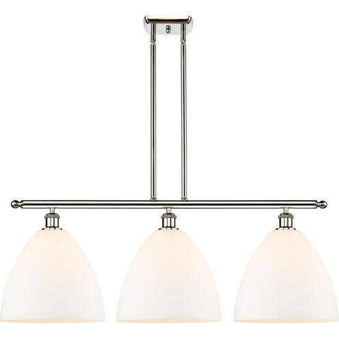 Ballston Ballston Dome 3 Light 39 inch Polished Nickel Island Light Ceiling Light in Matte White Glass
