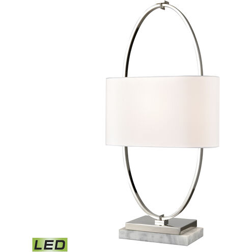Gosforth 32 inch 9.00 watt Polished Nickel with White Table Lamp Portable Light