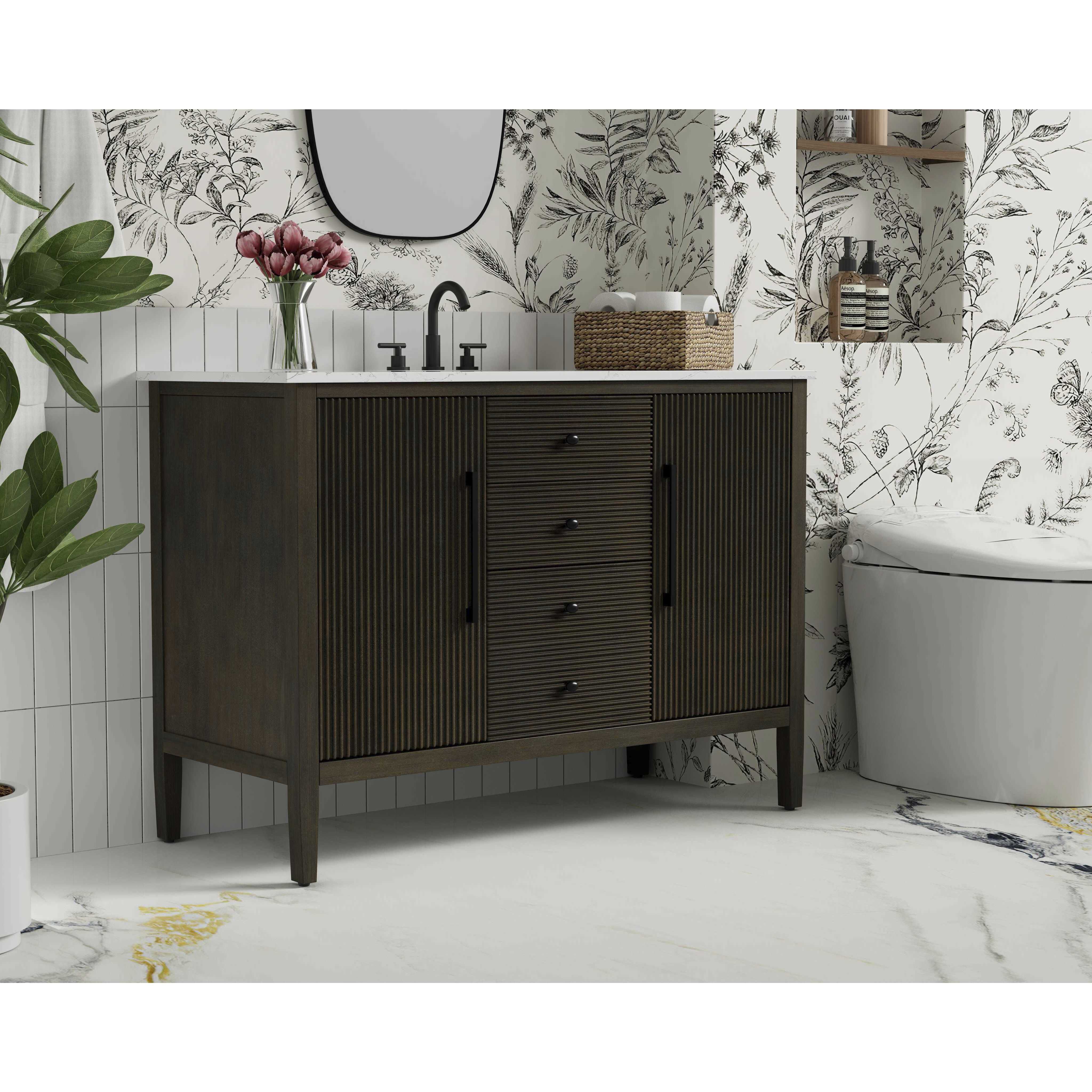 Blakely 48 X 34 inch Chocolate Oak Bathroom Vanity Cabinet