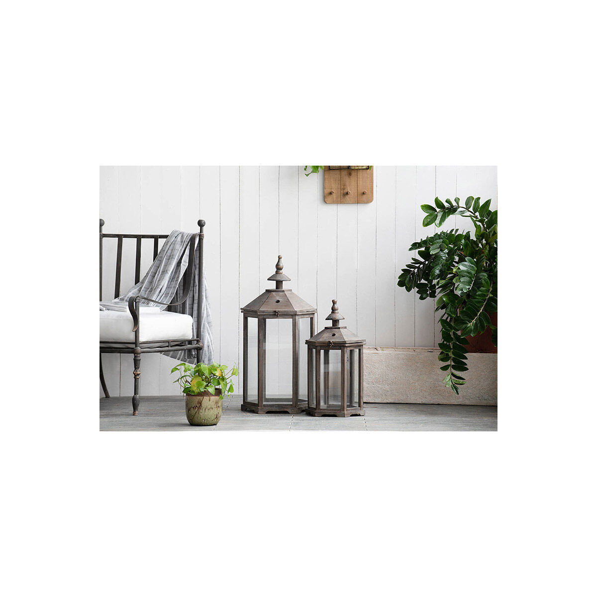 Graca 11.5 inch Natural Outdoor Lantern, Set of 2