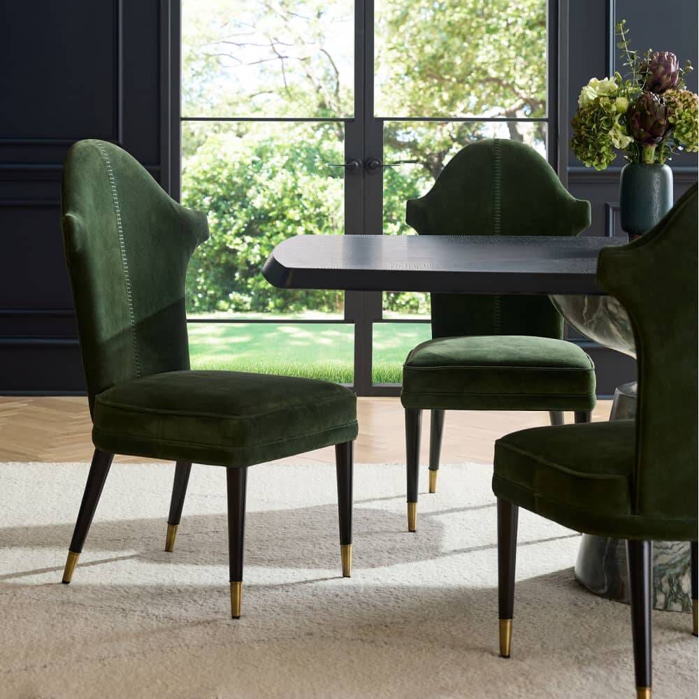 Lincoln Forest and Ebony with Antique Brass Dining Chair