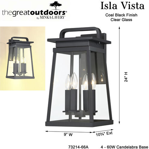 Great Outdoors Isla Vista 4 Light 24 inch Coal Outdoor Wall Mount