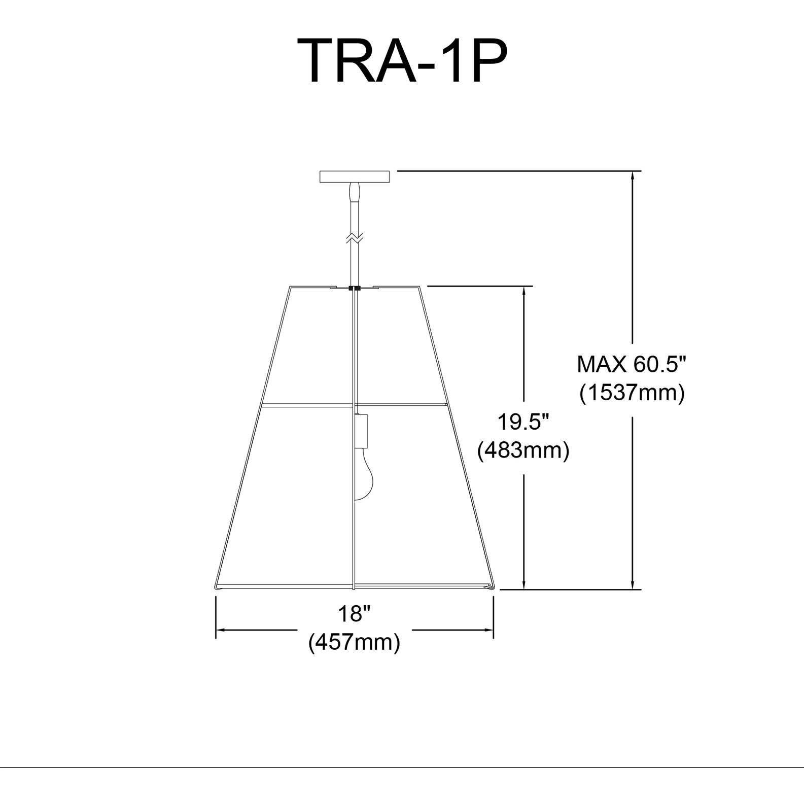 Trapezoid 1 Light 18 inch Gold with Black Pendant Ceiling Light