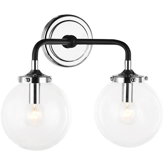 Particles 2 Light 14.13 inch Black and Chrome Wall Sconce Wall Light in Chrome and Clear