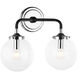 Particles 2 Light 15 inch Black and Chrome Wall Sconce Wall Light in Chrome and Clear