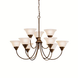 Telford 9 Light 34 inch Olde Bronze Chandelier Ceiling Light in Umber Etched Glass