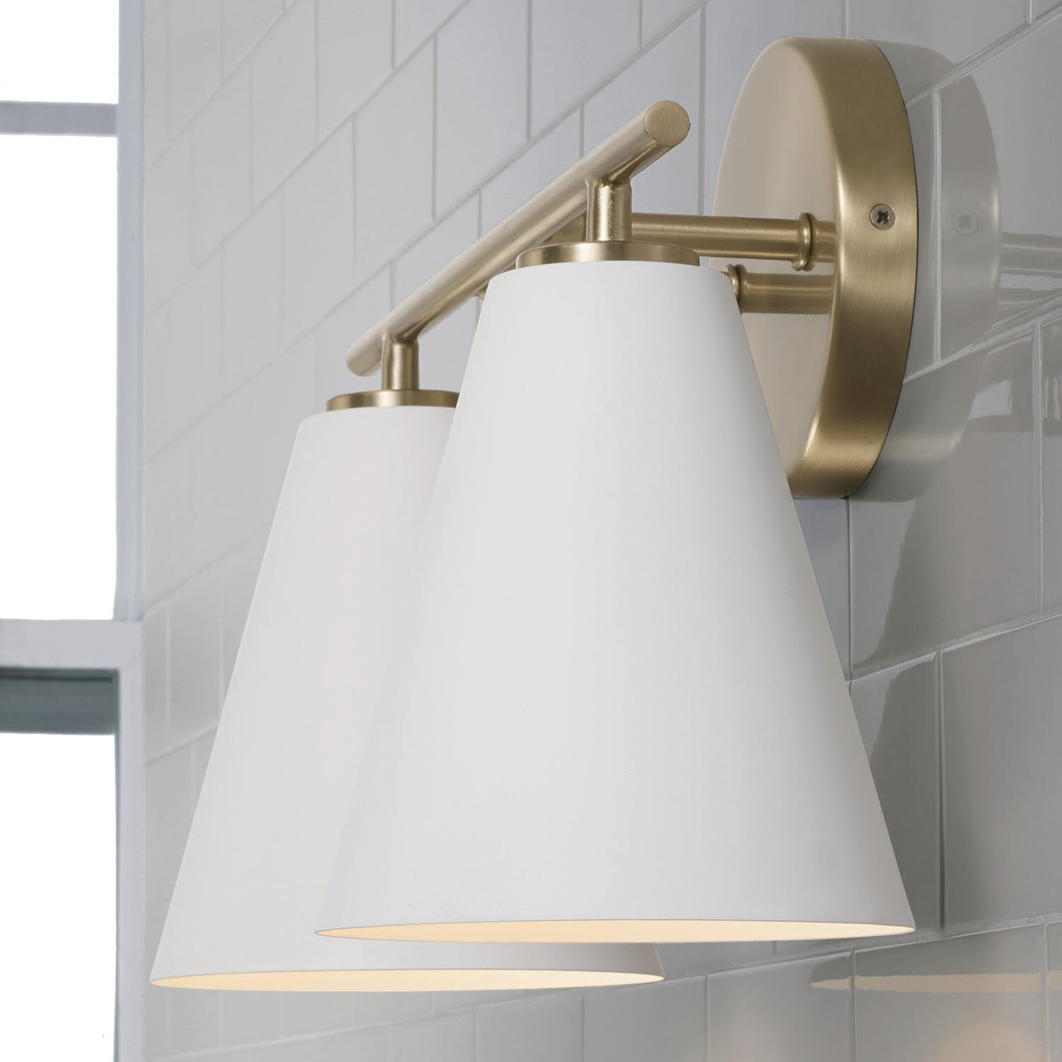 Charlie 2 Light 15 inch Matte Brass Vanity Light Wall Light in Matte White