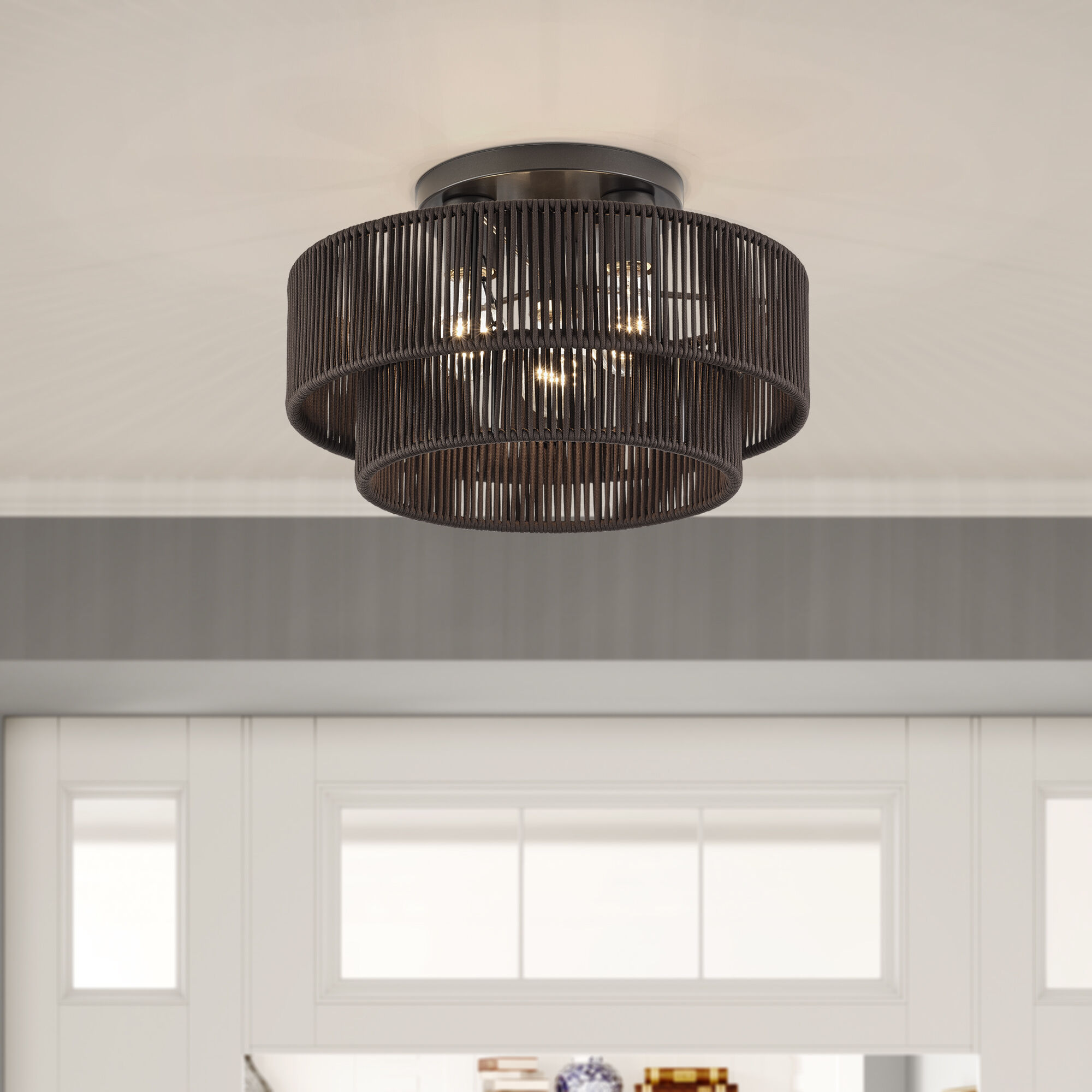 Acordia 3 Light 15 inch English Bronze Semi Flush Mount Ceiling Light, Large